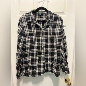 Ralph Lauren Black and White Plaid Button Down Shirt
